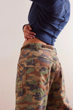 free people clothing Moxie Printed Barrel Jeans Style OB1973840 in green combo;Free People Camo Barrel Jeans; 